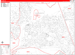 Folsom Wall Map Zip Code Red Line Style 2026