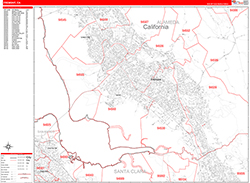 Fremont Wall Map Zip Code Red Line Style 2026