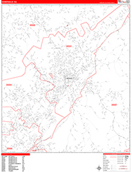 Gainesville Wall Map Zip Code Red Line Style 2026
