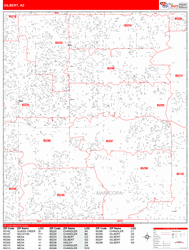 Gilbert Wall Map Zip Code Red Line Style 2024