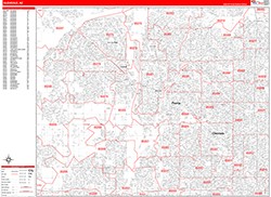 Glendale Wall Map Zip Code Red Line Style 2026