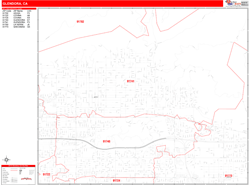 Glendora Wall Map Zip Code Red Line Style 2024