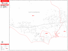 Goleta Wall Map Zip Code Red Line Style 2025