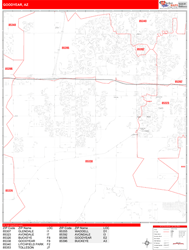 Goodyear Wall Map Zip Code Red Line Style 2024