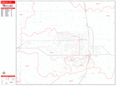 Greeley Wall Map Zip Code Red Line Style 2024