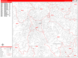 Greenville Wall Map Zip Code Red Line Style 2026