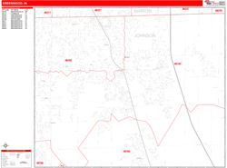 Greenwood Wall Map Zip Code Red Line Style 2024