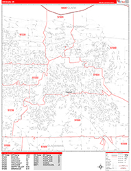 Gresham Wall Map Zip Code Red Line Style 2026