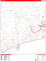 Gulfport Wall Map Zip Code Red Line Style 2026