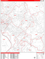 Hamilton Wall Map Zip Code Red Line Style 2026