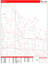 Hammond Wall Map Zip Code Red Line Style 2025