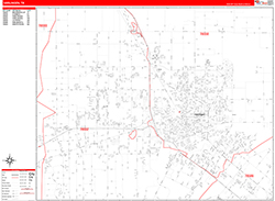 Harlingen Wall Map Zip Code Red Line Style 2026