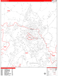 Harrisonburg Wall Map Zip Code Red Line Style 2026