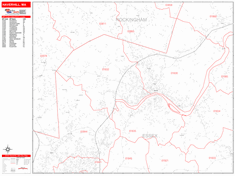Haverhill Wall Map Zip Code Red Line Style 2024
