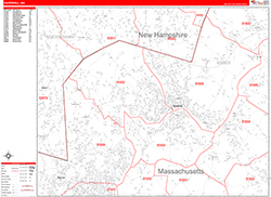 Haverhill Wall Map Zip Code Red Line Style 2026