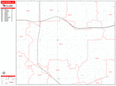 Hawthorne Wall Map Zip Code Red Line Style 2024