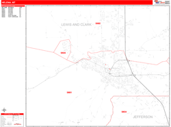 Helena Wall Map Zip Code Red Line Style 2024