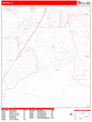 Hesperia Wall Map Zip Code Red Line Style 2024