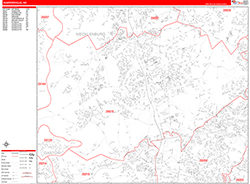 Huntersville Wall Map Zip Code Red Line Style 2026