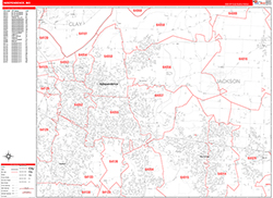 Independence Wall Map Zip Code Red Line Style 2026