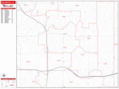 Inglewood Wall Map Zip Code Red Line Style 2024