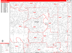 Inglewood Wall Map Zip Code Red Line Style 2026