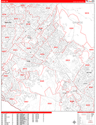 Irvine Wall Map Zip Code Red Line Style 2026