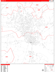 Jackson Wall Map Zip Code Red Line Style 2026