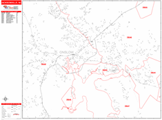 Jacksonville Wall Map Zip Code Red Line Style 2024