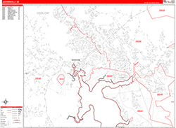 Jacksonville Wall Map Zip Code Red Line Style 2026