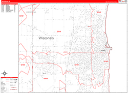 Kenosha Wall Map Zip Code Red Line Style 2026