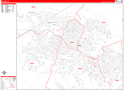 Killeen Wall Map Zip Code Red Line Style 2026