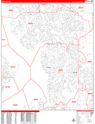Kirkland Wall Map Zip Code Red Line Style 2026