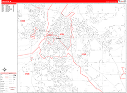 Lafayette Wall Map Zip Code Red Line Style 2026