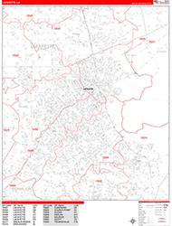 Lafayette Wall Map Zip Code Red Line Style 2026