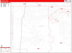 Lakeville Wall Map Zip Code Red Line Style 2024