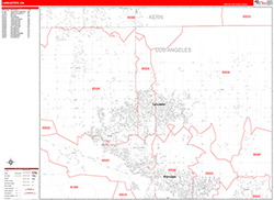 Lancaster Wall Map Zip Code Red Line Style 2026