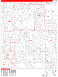 Lauderhill Wall Map Zip Code Red Line Style 2026