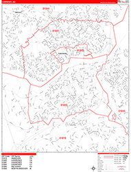 Lawrence Wall Map Zip Code Red Line Style 2026