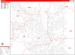 Layton Wall Map Zip Code Red Line Style 2026