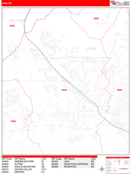 Lehi Wall Map Zip Code Red Line Style 2024
