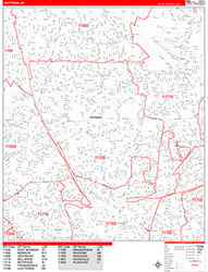 Levittown Wall Map Zip Code Red Line Style 2026