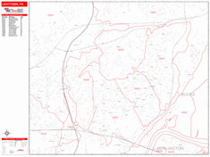 Levittown Wall Map Zip Code Red Line Style 2024