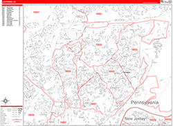 Levittown Wall Map Zip Code Red Line Style 2026
