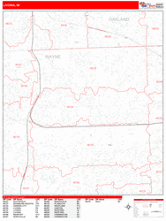 Livonia Wall Map Zip Code Red Line Style 2024