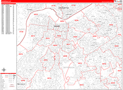 Louisville Wall Map Zip Code Red Line Style 2026