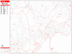 Lynn Wall Map Zip Code Red Line Style 2024