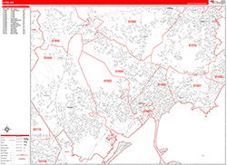 Lynn Wall Map Zip Code Red Line Style 2026
