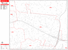 Lynwood Wall Map Zip Code Red Line Style 2024