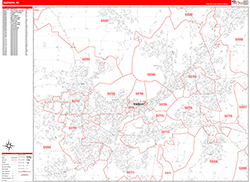 Madison Wall Map Zip Code Red Line Style 2026